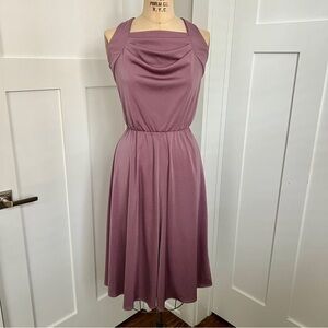 Vintage Lilac Purple 70's Disco Halter Cowl neck Backless Midi Dress Small